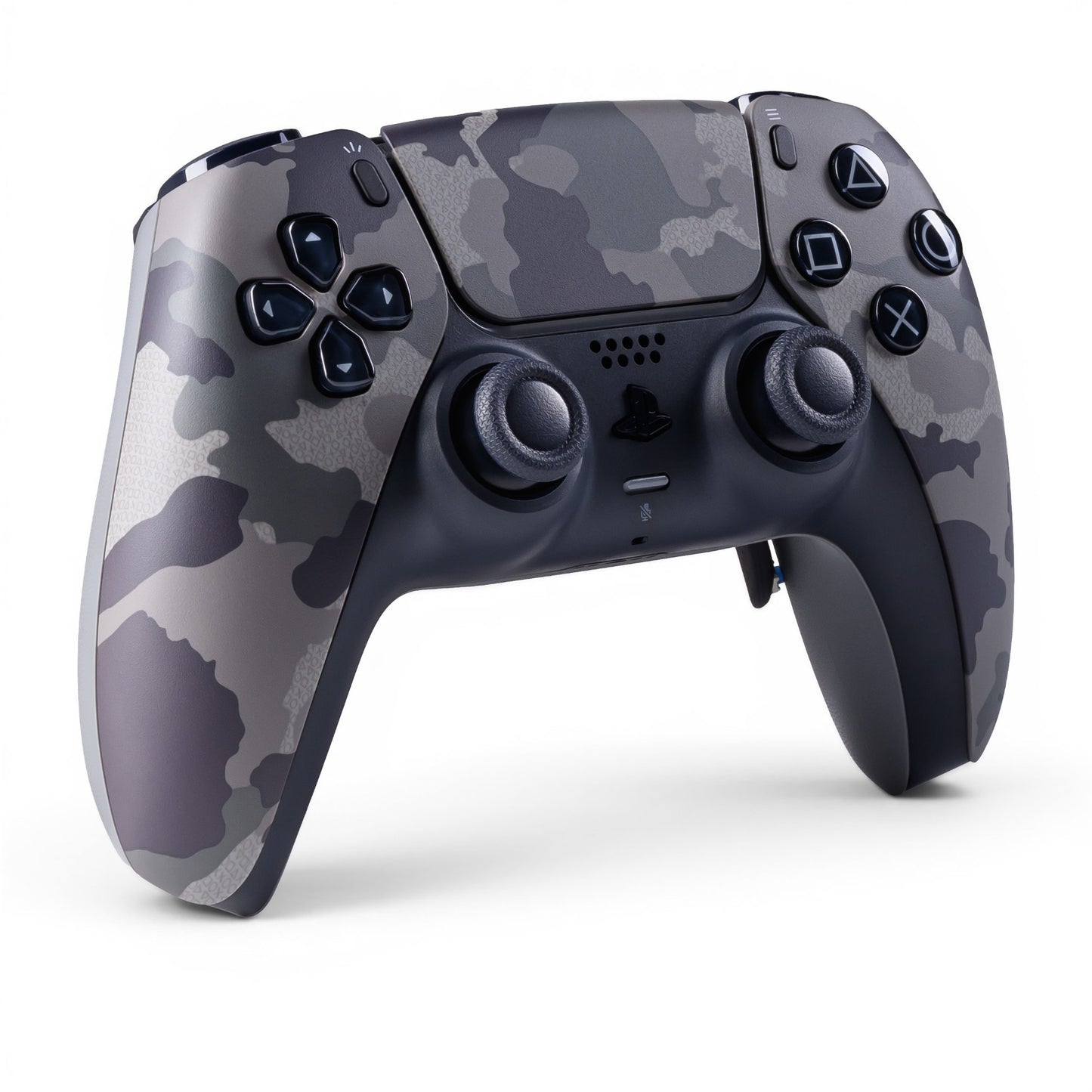 PS5 Controller Grey Camouflage – Vorderseite seitlich, 4er Paddles