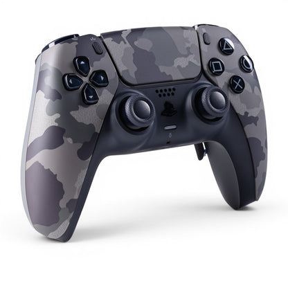 PS5 Controller Grey Camouflage – Vorderseite seitlich, 4er Paddles