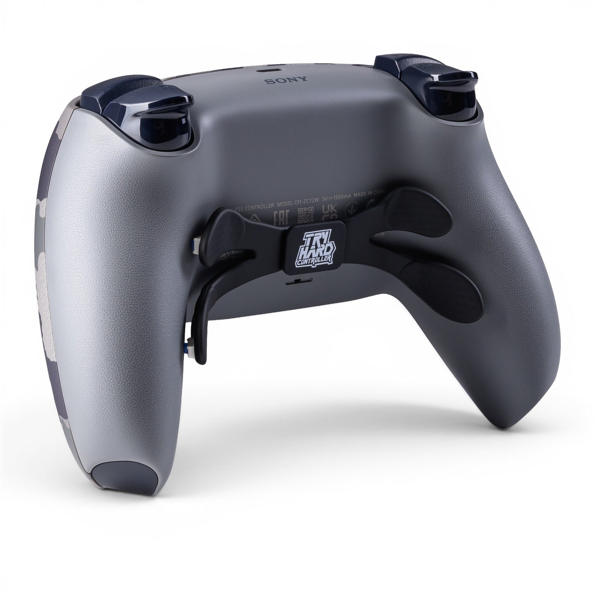 PS5 Controller Grey Camouflage – Rückseite seitlich, 4er Paddles