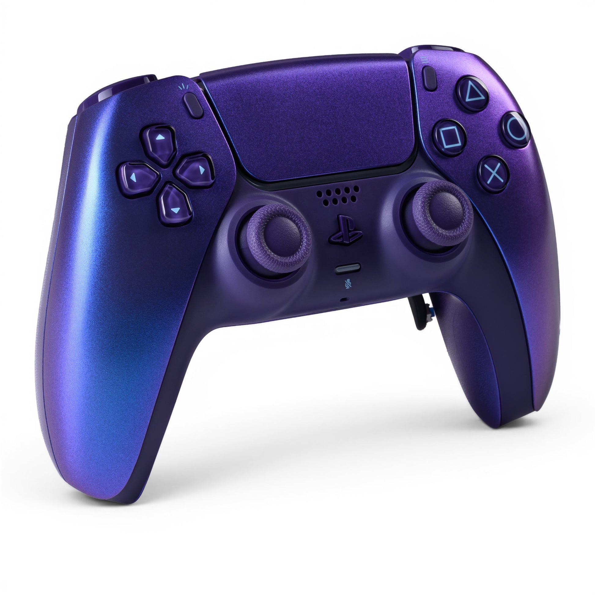 PS5 Controller Chroma Indigo – Vorderseite seitlich, 4er Paddles