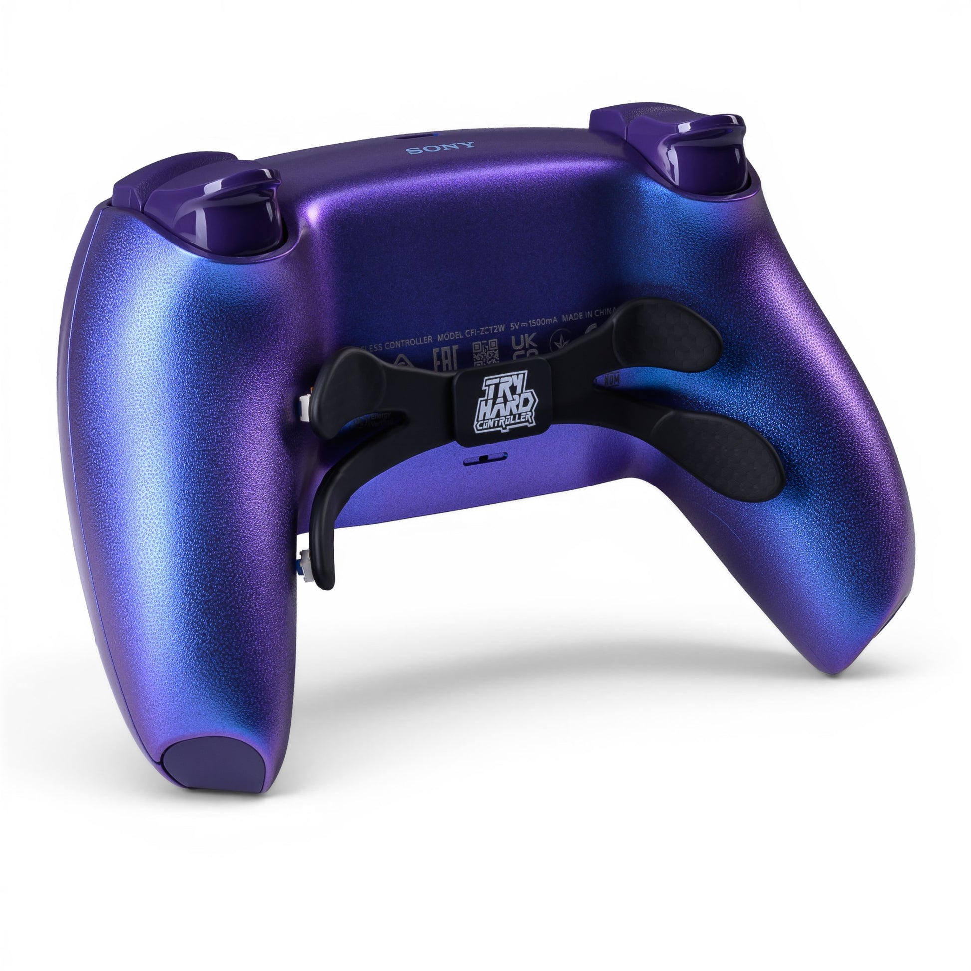 PS5 Controller Chroma Indigo – Rückseite seitlich, 4er Paddles