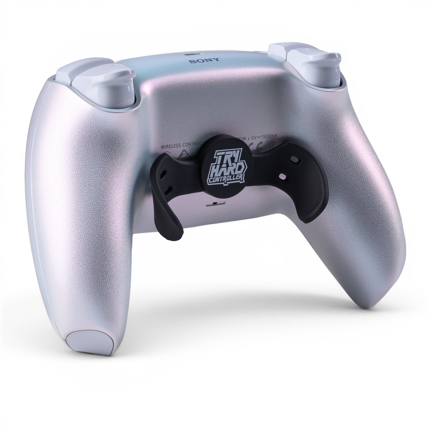 PS5 Controller Chroma Pearl – Rückseite seitlich, 2er Paddles