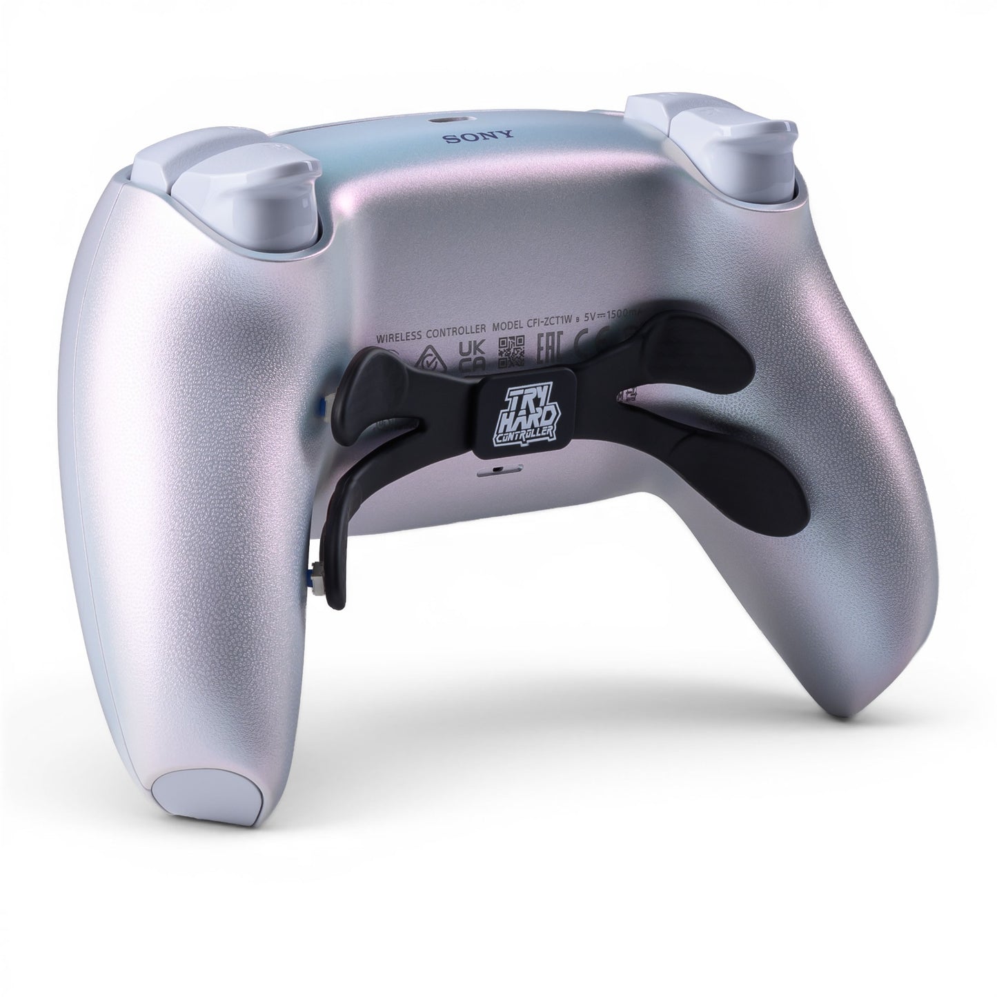 PS5 Controller Chroma Pearl – Rückseite seitlich, 4er Paddles