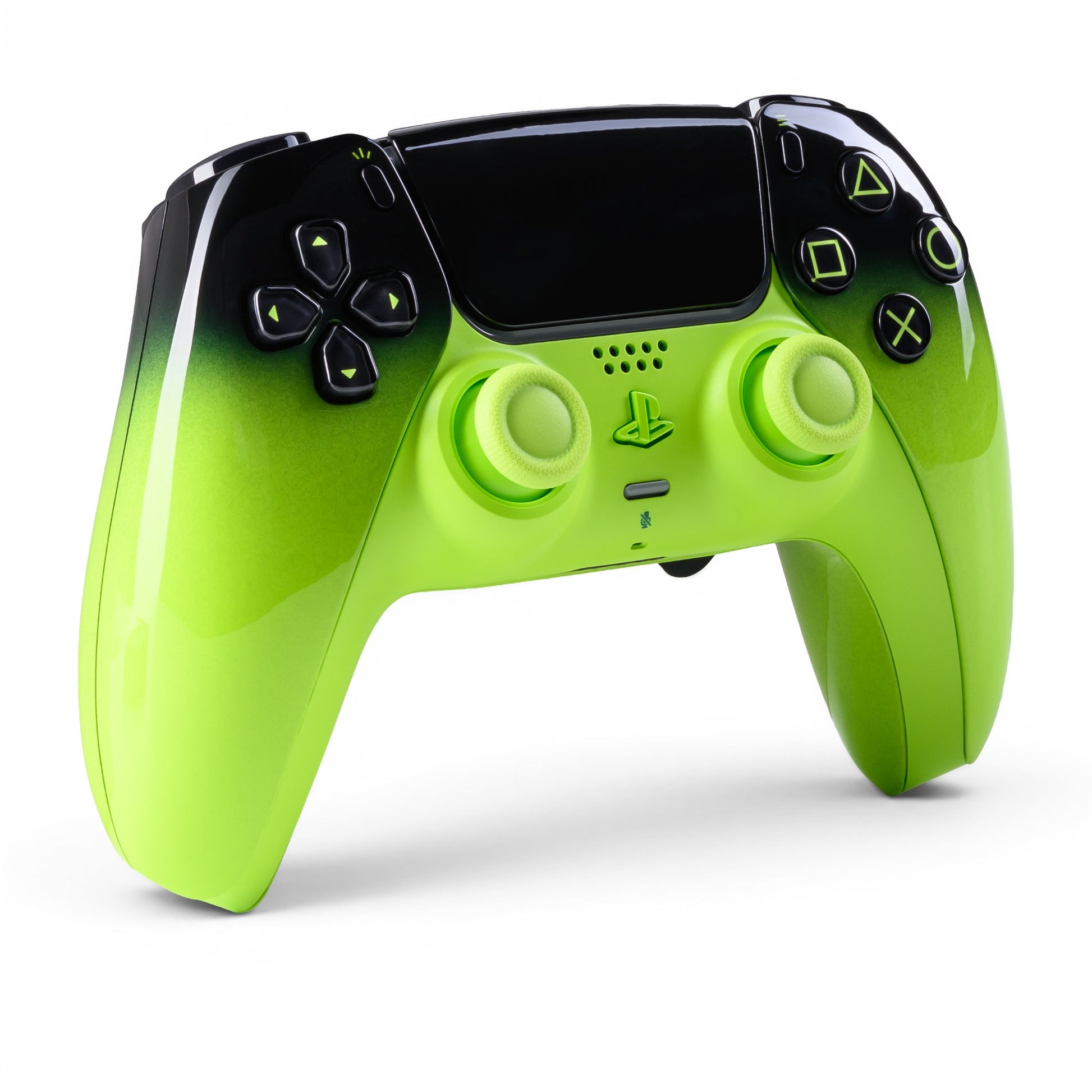 PS5 Controller Remix Green – Vorderseite seitlich, 2er Paddles