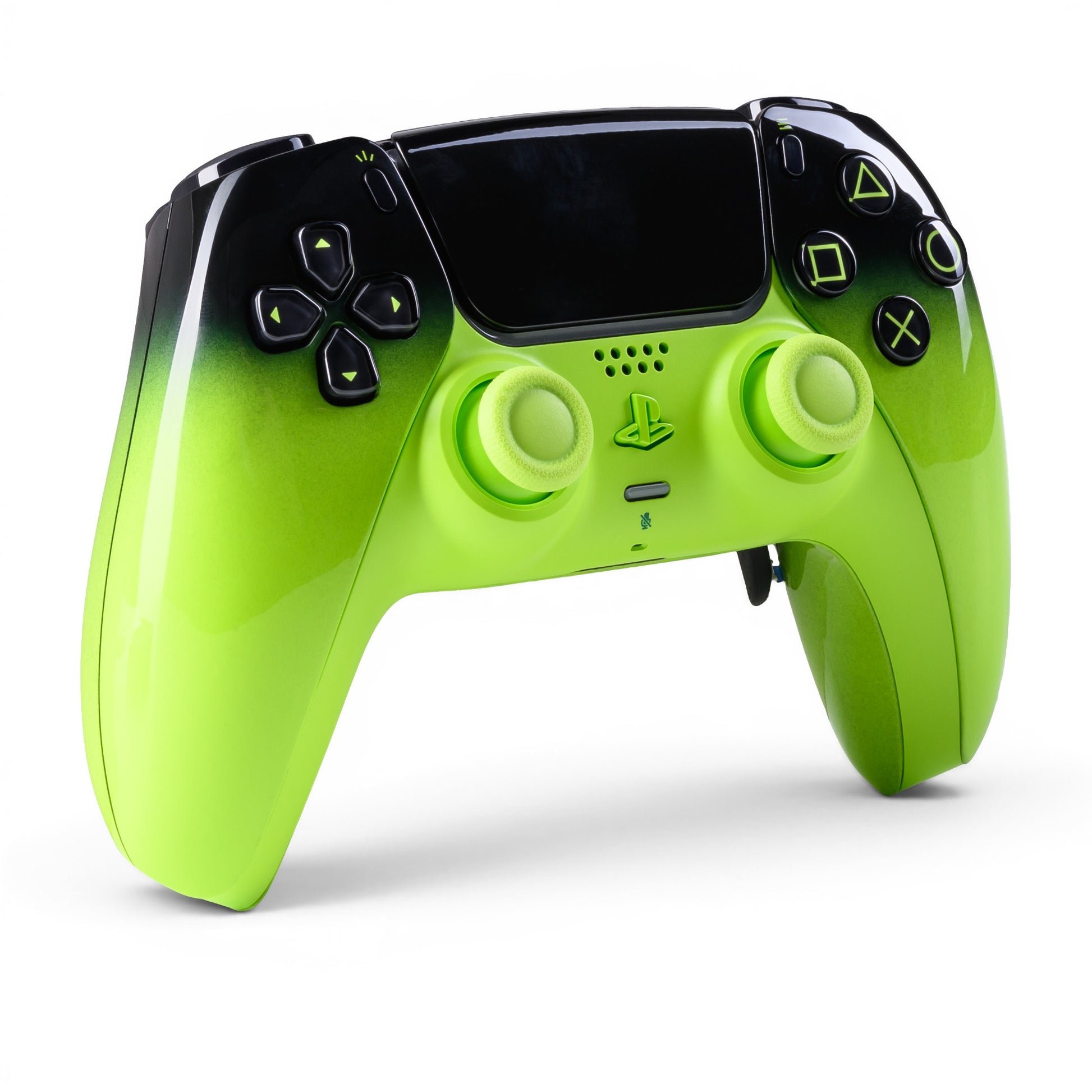 PS5 Controller Remix Green – Vorderseite seitlich, 4er Paddles