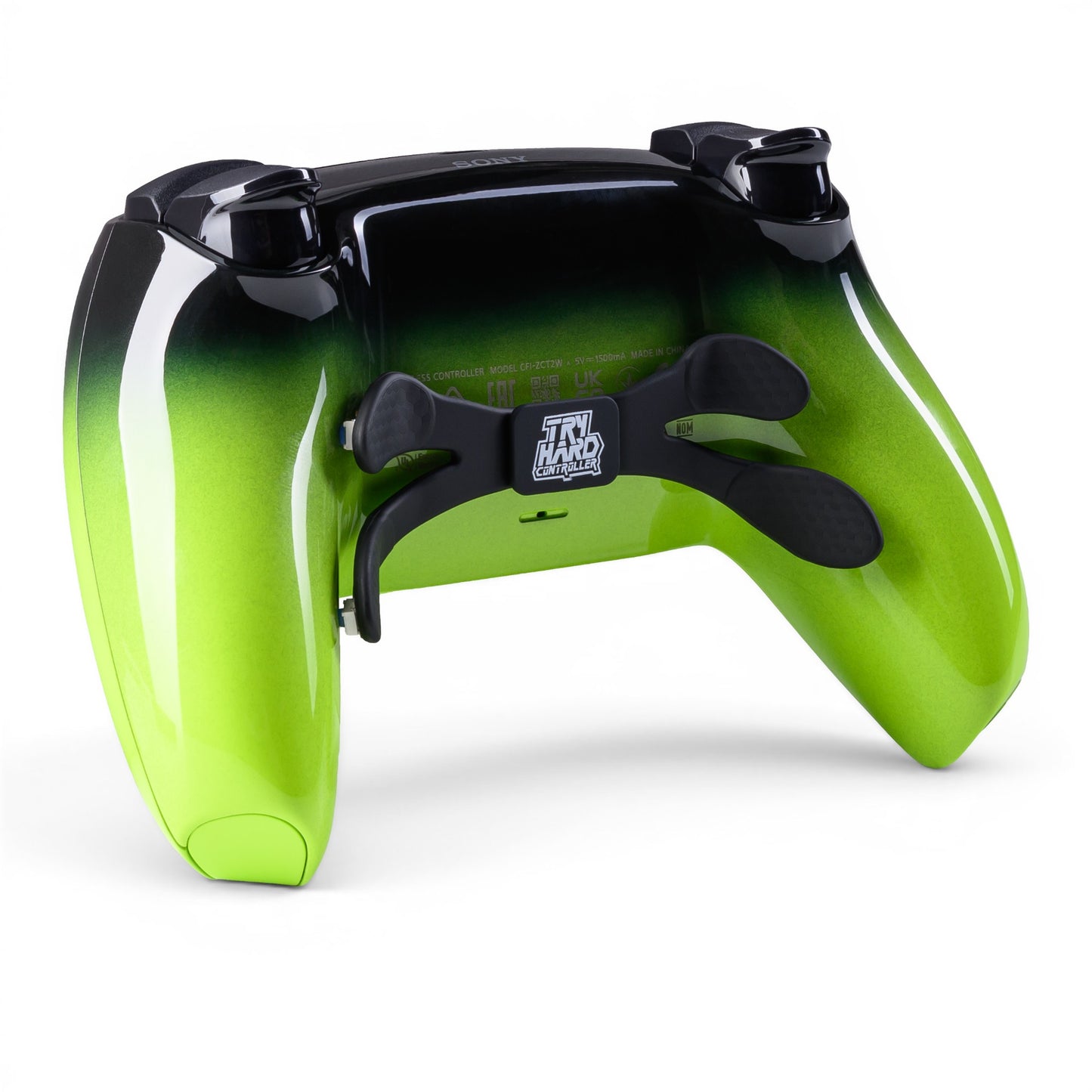 PS5 Controller Remix Green – Rückseite seitlich, 4er Paddles