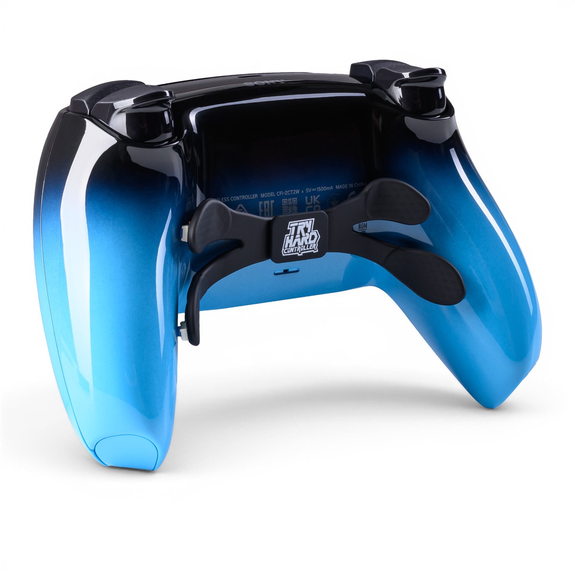 PS5 Controller Rhythm Blue – Rückseite seitlich, 4er Paddles