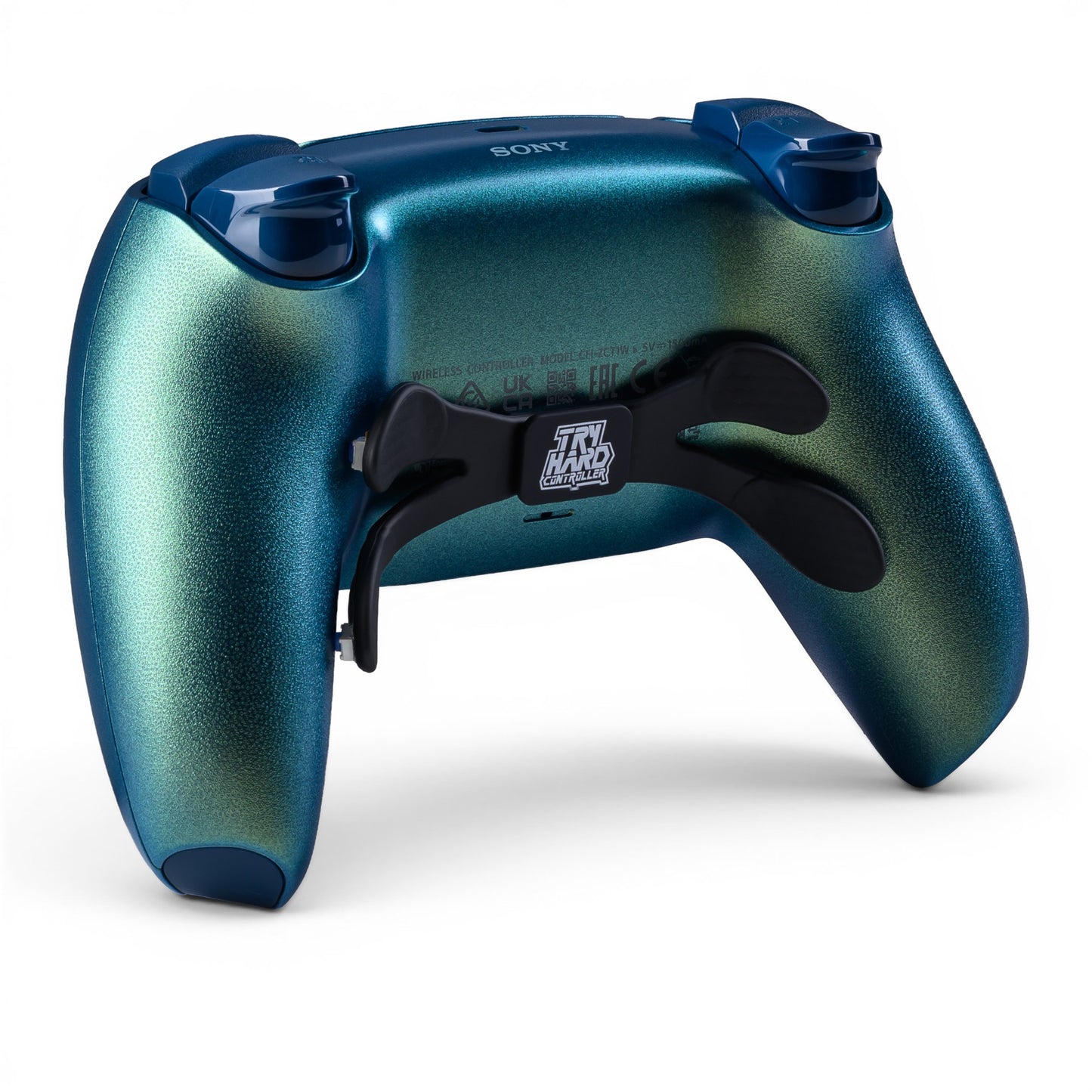 PS5 Controller Chroma Teal – Rückseite seitlich, 4er Paddles