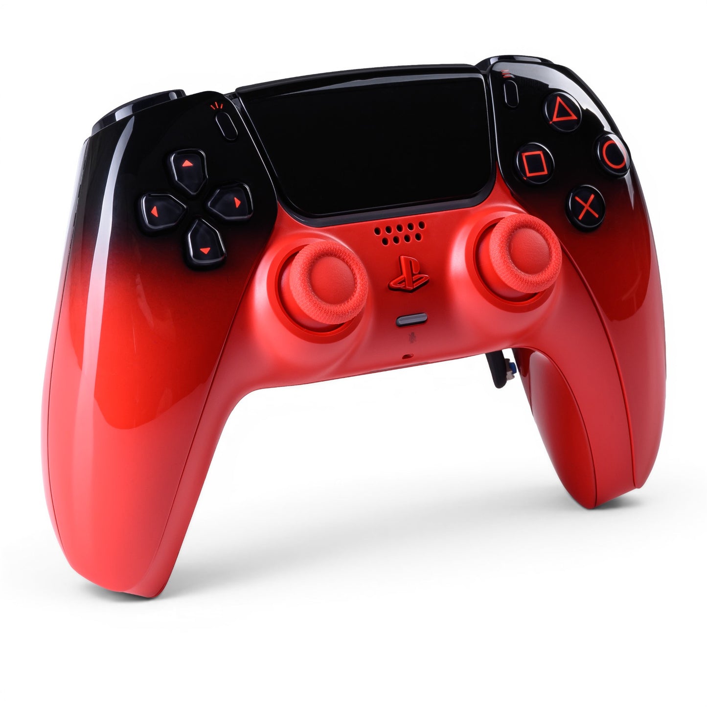 PS5 Controller Techno Red – Vorderseite seitlich, 4er Paddles